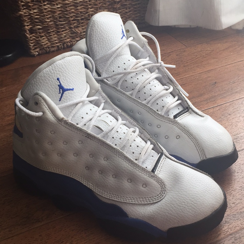 Blue & White “13’s” Jordan’s hightop shoe